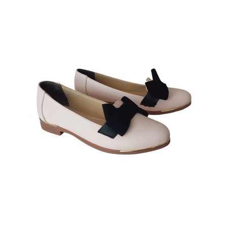 Femei - Mocasini piele naturală cu funda