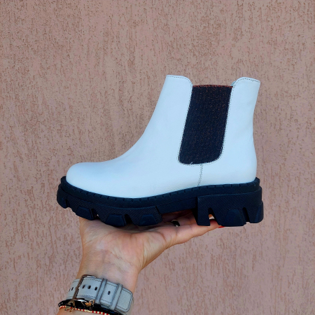 Femei - Botine din piele naturala cu elastic