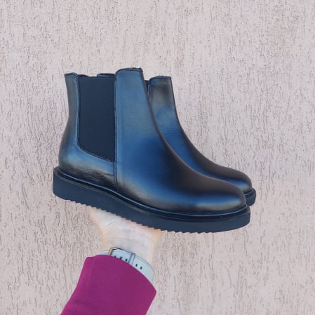 Femei - Botine din piele naturala cu elastic