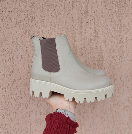 Botine și cizme scurte - Botine din piele naturala cu elastic