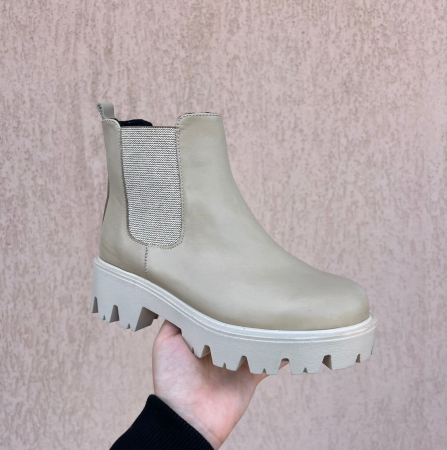 Femei - Botine din piele naturala cu elastic