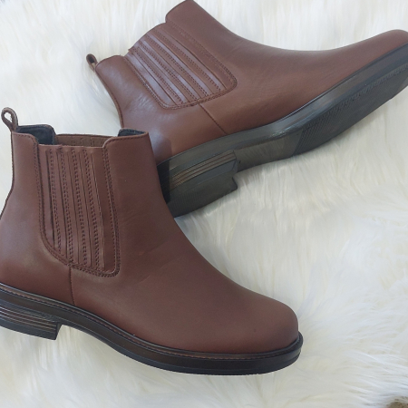 Botine din piele naturala cu elastic talpa joasa [1]