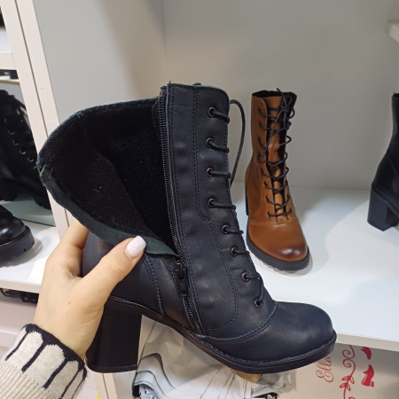 Botine piele naturala lungi cu șiret și fermoar [1]