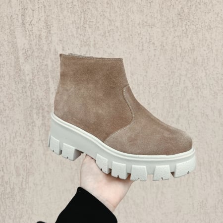 Botine scurte piele întoarsă - platformă [0]