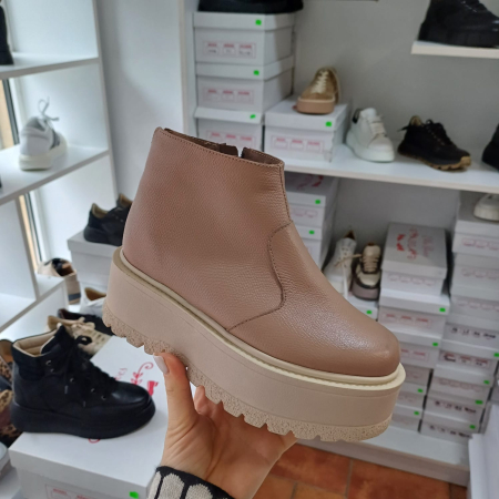 Botine și cizme scurte - Botine scurte piele naturală - platformă