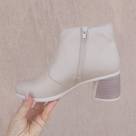 BLACK FRYDAY - 100% Piele naturală - Botine scurte toc gros piele naturala