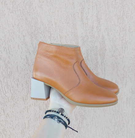BLACK FRYDAY - 100% Piele naturală - Botine scurte Janet toc gros piele naturala