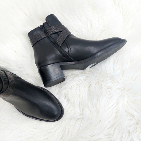 BLACK FRYDAY - 100% Piele naturală - Botine scurte toc gros piele naturala
