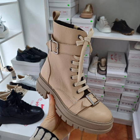 Ghete și bocanci - Ghete Astra cu cataramă din piele naturală