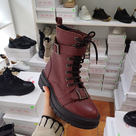 Ghete și bocanci - Ghete Astra cu 2 catarame din piele naturală