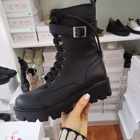 Ghete și bocanci - Ghete Combat  baretă din piele naturală