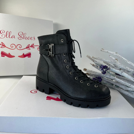 Femei - Ghete cu șiret din vârf piele naturala cu accesoriu