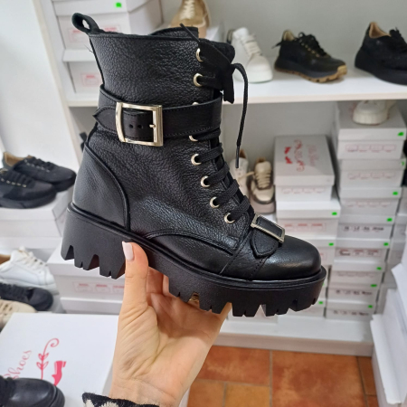 Ghete și bocanci - Ghete Miruna doua barete din piele naturala bizonata