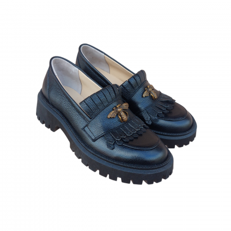 Mocasini cu franjuri Asteria din piele naturală bizonata [1]