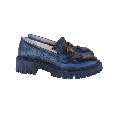 Femei - Mocasini cu franjuri Asteria din piele naturală bizonata