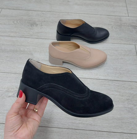 Femei - Pantofi din piele naturala cu elastic