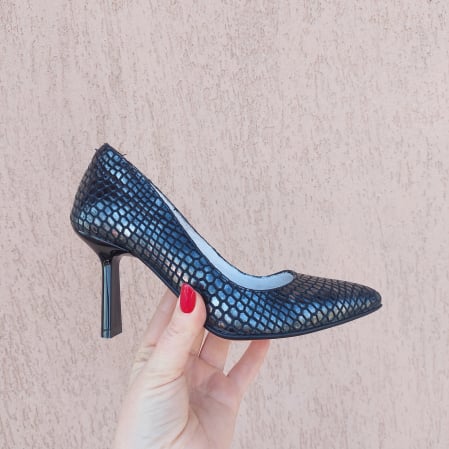 Femei - Pantofi eleganti stilleto șarpe argintiu