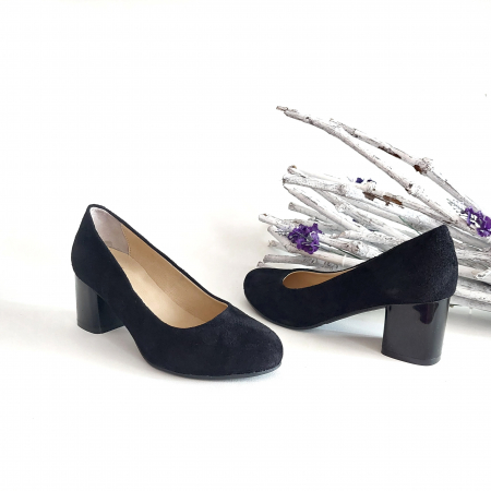 Pantofi Ketrin negru toc gros [1]