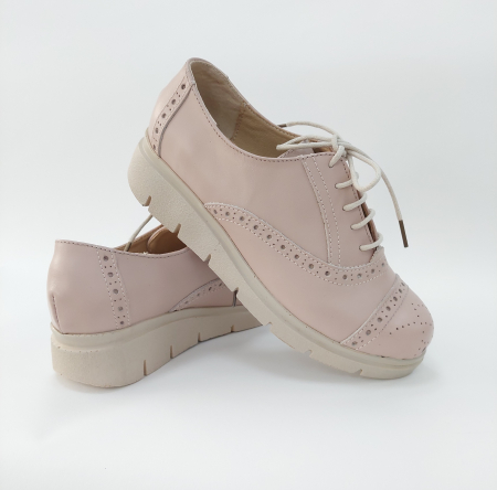 Pantofi nude rose perforati din piele naturala [2]