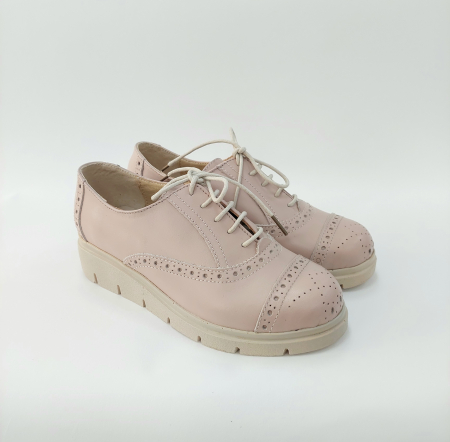 Pantofi nude rose perforati din piele naturala [1]