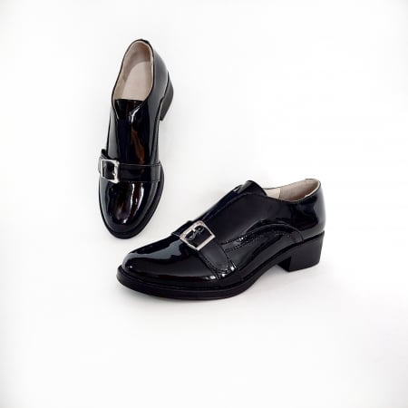 Pantofi office - elegant din piele lacuită cu cataramă [3]