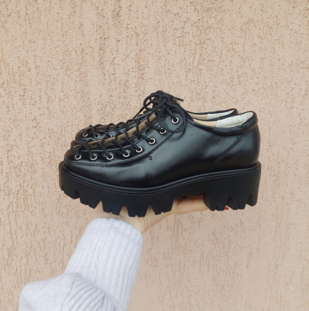 Femei - Pantofi piele naturala cu siret din varf