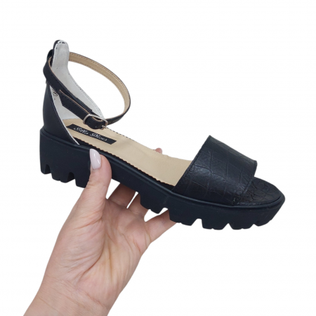Femei - Sandale Loisa negru croco mat piele naturală