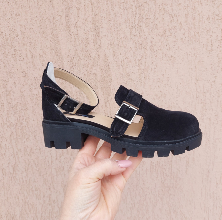 Sandale - Sandale Nina piele naturală cu baretă&cataramă