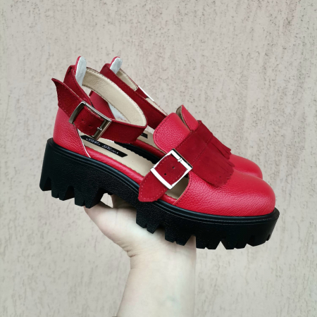 Femei - Sandale Nina piele naturală cu baretă&franjuri
