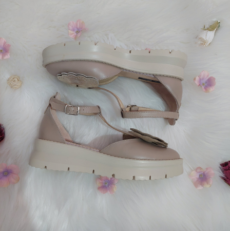 Sandale piele naturală Maria cu fundă [1]