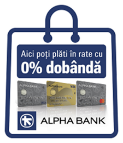Cu cardurile de la Alpha Bank poti sa platesti in 6 RATE fara Dobanda.
