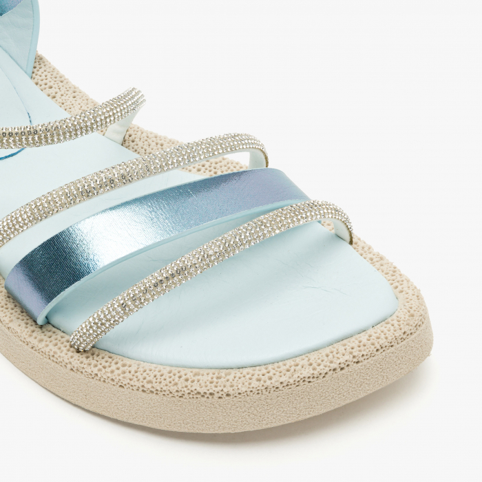 Sandale Dama Casual Bleu, Barete cu Cristale și Talpa Ușoară, LAB Milano by Renzoni 0030199 [4]