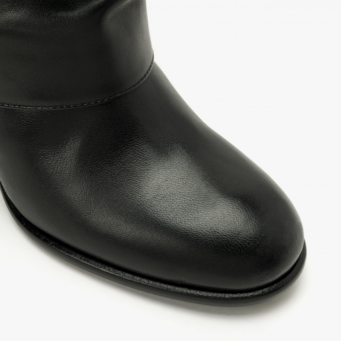 Cizme Dama Elegante de Culoare Neagra, Manseta din Piele, Toc Gros, Toamna-Iarna, Renzoni 6947 [3]