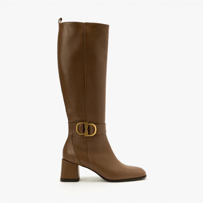 Cizme Dama Elegante, Piele Naturală, Cognac, Toc Gros 6 cm, Giovanni Fabiani 23319 [2]