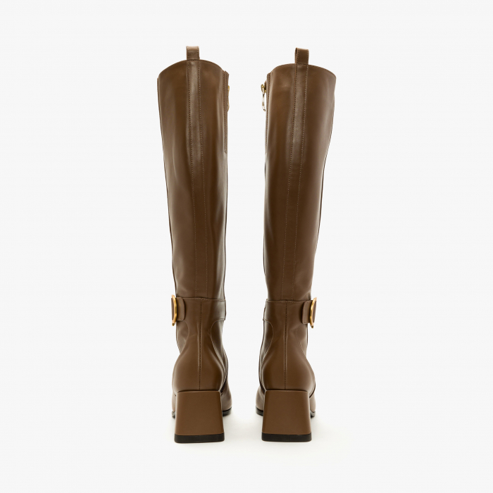 Cizme Dama Elegante, Piele Naturală, Cognac, Toc Gros 6 cm, Giovanni Fabiani 23319 [4]