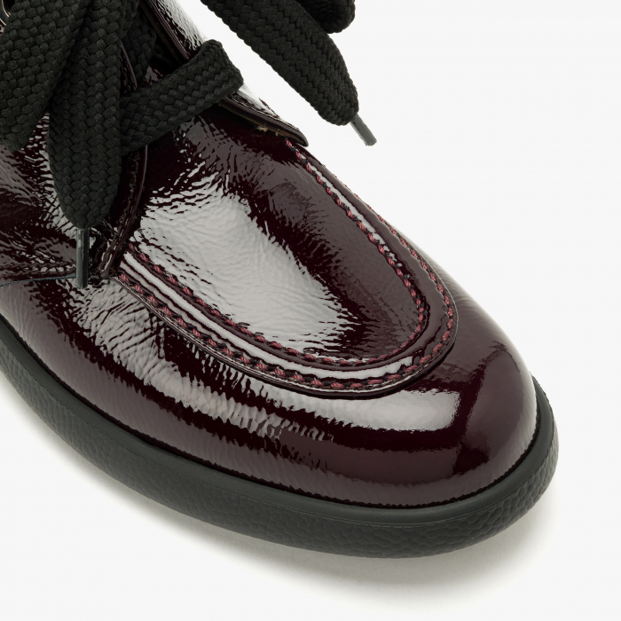 Ghete Damă Casual, Bordo, Piele Lăcuită, Siret, Talpa de Cauciuc, Giovanni Fabiani 24442 [3]