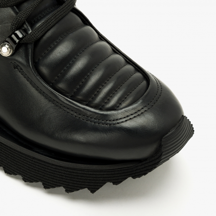 Ghete Dama Casual, Negre, Piele Naturala, Blana Ecologica, Talpa Comoda 4 cm, LAB Milano by Renzoni, P0152021 [3]