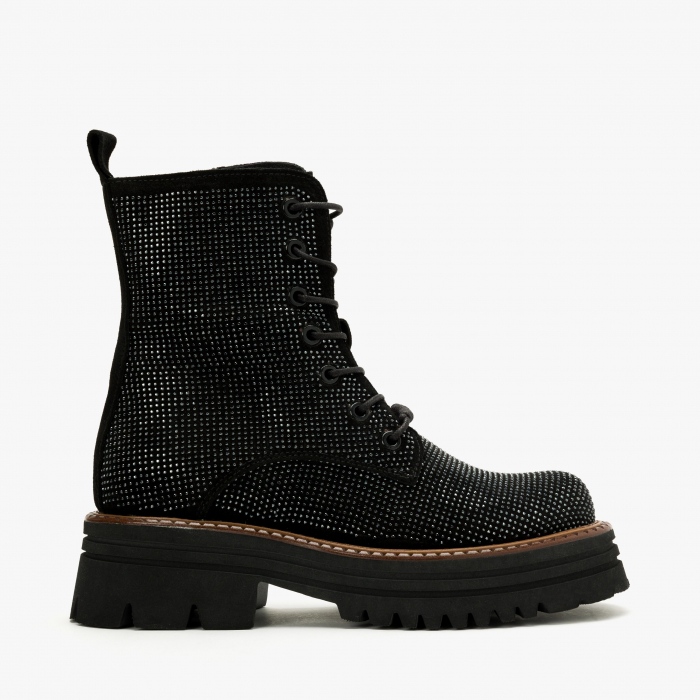 Ghete Dama Casual Negru cu Cristale și Toc Comod, LAB Milano by Renzoni 06308194 [2]