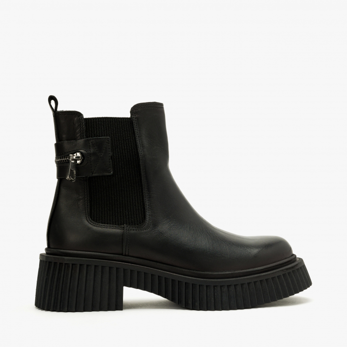 Ghete Dama Casual, Negru, Piele Naturala, Fermoar Design, Toc Comod 5 cm, LAB Milano by Renzoni P127207TK35 [2]
