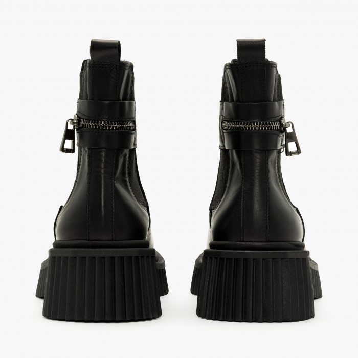 Ghete Dama Casual, Negru, Piele Naturala, Fermoar Design, Toc Comod 5 cm, LAB Milano by Renzoni P127207TK35 [4]