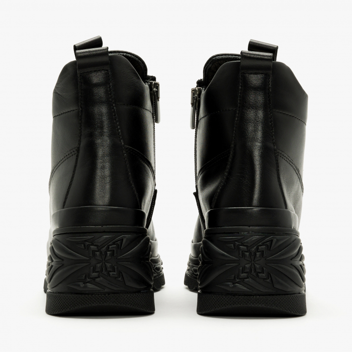 Ghete Dama Casual, Piele Naturala Neagra, Blana Ecologica, Talpa Comoda 6 cm, LAB Milano by Renzoni P075KS01 [4]