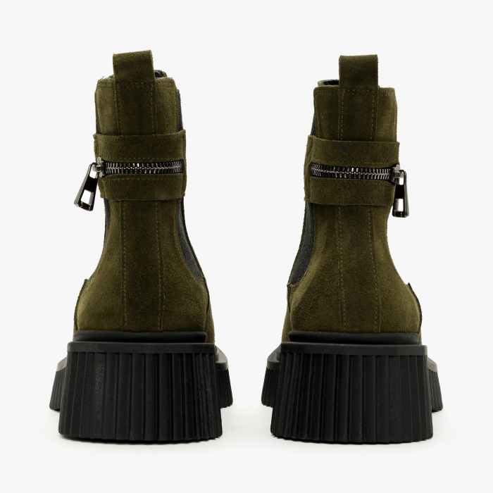 Ghete Dama Casual, Verde, Piele Intoarsa, Toc Comod 5 cm, LAB Milano by Renzoni P127207TK35 [4]