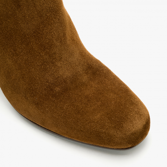 Ghete Dama Elegante, Cognac, Piele Intoarsa, Toc Gros 7 cm, Accademia 7302 [3]