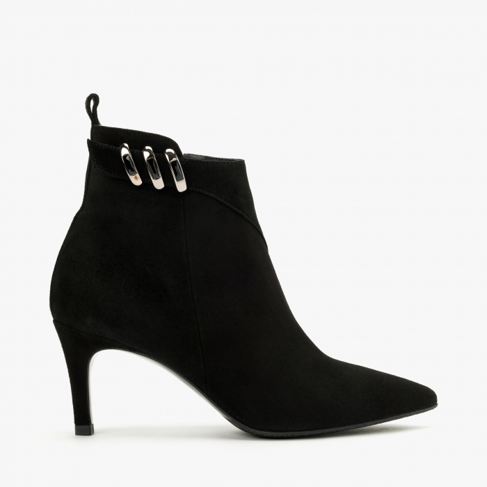Ghete Damă Elegante, Culoare Neagra, Piele Întoarsă, Accesoriu Lateral cu Cristale, Giovanni Fabiani 24280 [2]