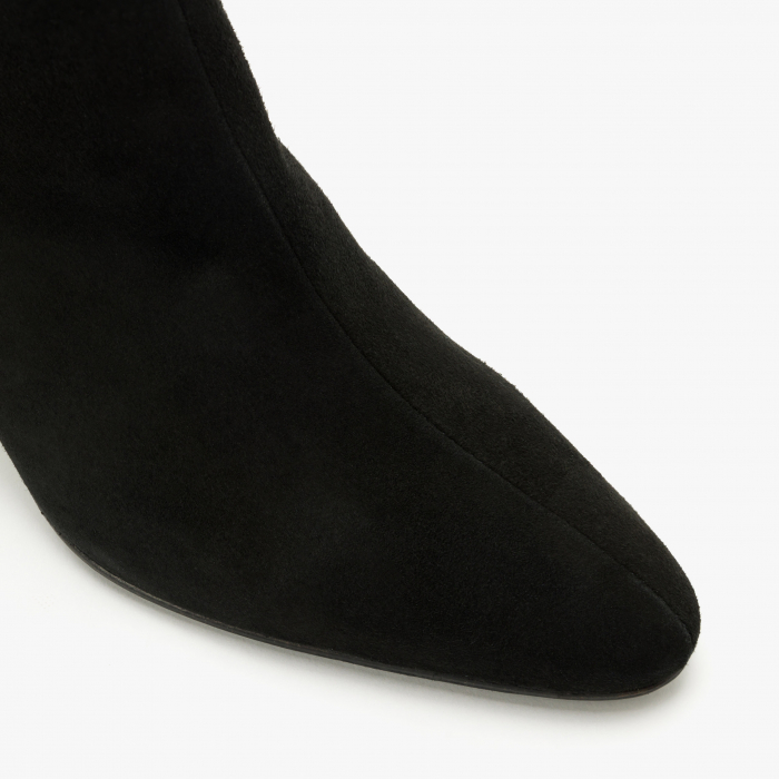 Ghete Damă Elegante, Culoare Neagra, Piele Întoarsă, Bordura Aurie, Toc Modern, Giovanni Fabiani 24298 [3]