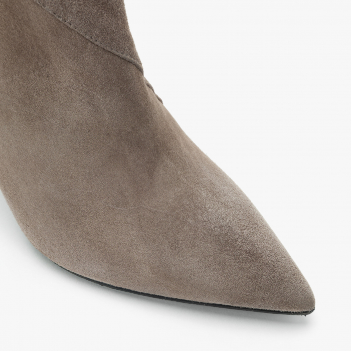 Ghete Damă Elegante, Gri, Piele Întoarsă, Toc Subtire, Accesoriu Lateral, Giovanni Fabiani 24263 [3]