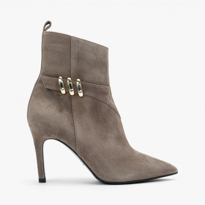 Ghete Damă Elegante, Gri, Piele Întoarsă, Toc Subtire, Accesoriu Lateral, Giovanni Fabiani 24263 [2]