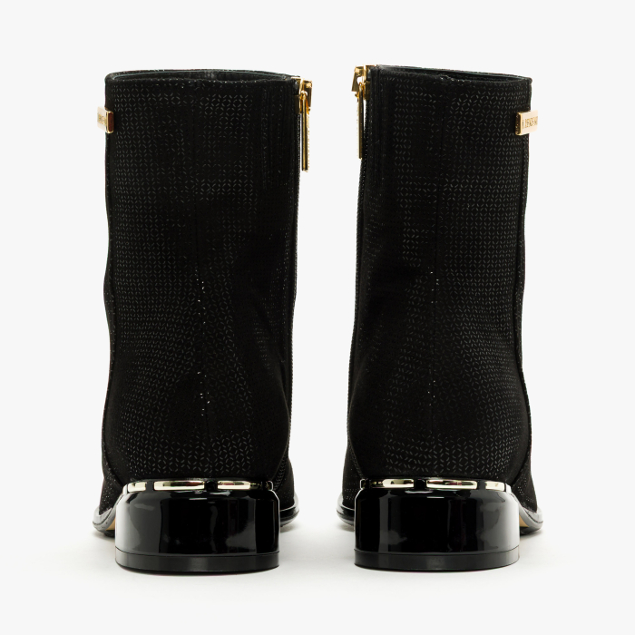 Ghete Damă Elegante, Negru, Textură Laserată Integral, Inserții Metalice, Renzoni 4355 [4]