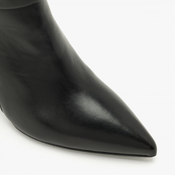 Ghete Dama Elegante, Negru, Toc Subțire 7 cm, Accesoriu Lateral Auriu, Giovanni Fabiani 24282 [3]