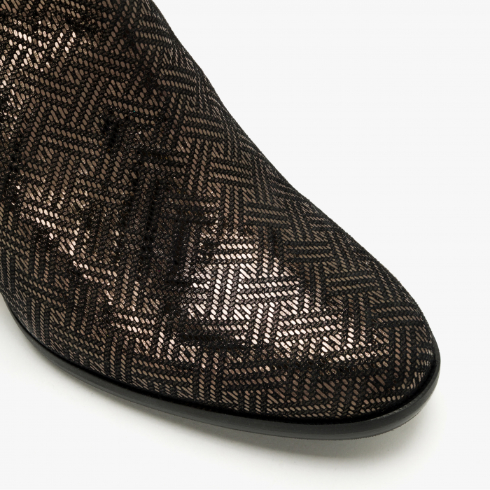Ghete Dama Elegante, Bronz, Piele Stantata, Toc 5cm, Cristale, Renzoni 5534 [3]